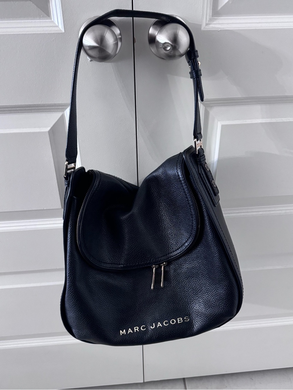 Marc Jacobs Black Pebbled Leather Hobo Shoulder Bag